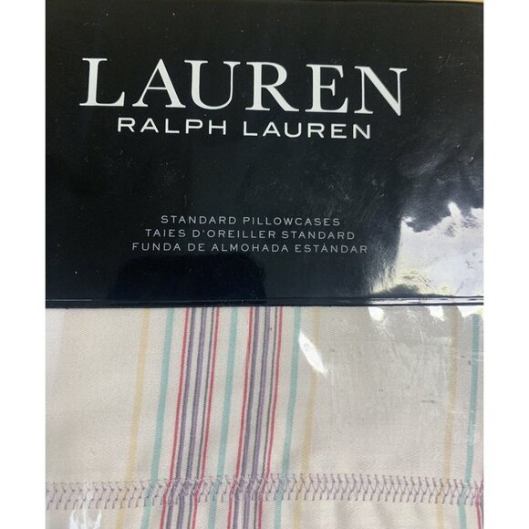 Ralph Lauren CLAUDIA Stripe 2-Pack Standard Pillowcases Cotton 20 x 32 New SH5 - Picture 2 of 5